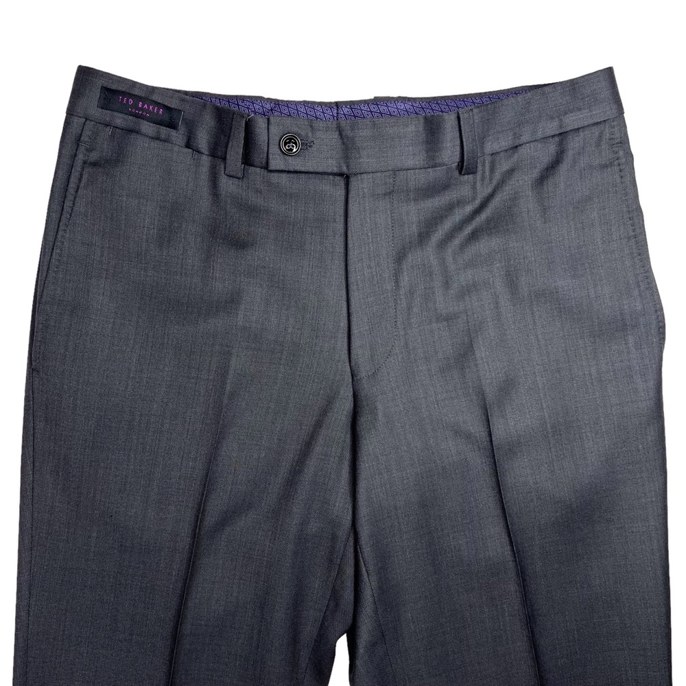 Ted Baker Jefferson Flat Front 100% Wool Dress Pants 33 x 30 room to lengthen